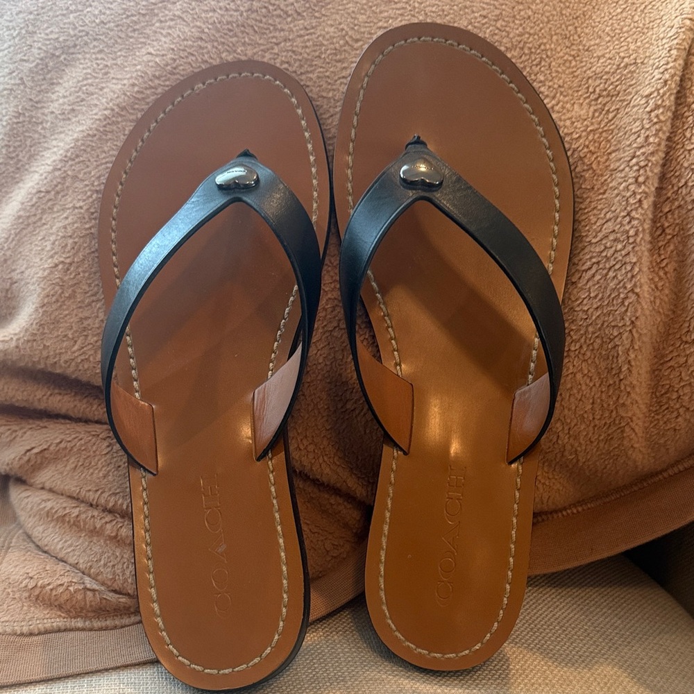 Coach Black and Tan Women's Sandals